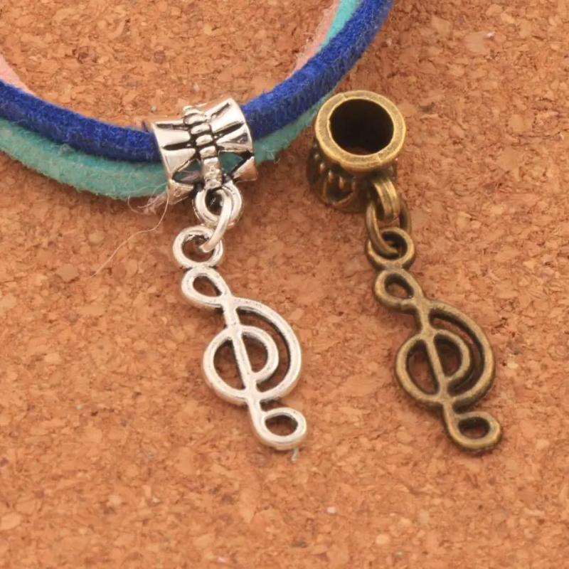 18Pcs Bronze Music Note Big Hole Beads for European Bracelets
