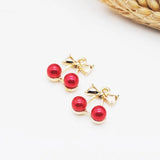 20PCS Cherry Shape Charms With Pearl 15*17mm DIY Jewelry Earring Accessories