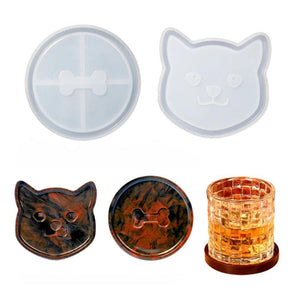 Cat Bones Epoxy Resin Coaster Mould DIY Home Decoration