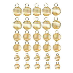 30Pcs Spiral Bead Hollow Cages Stone Holder Necklace Charms Kit Jewelry Making
