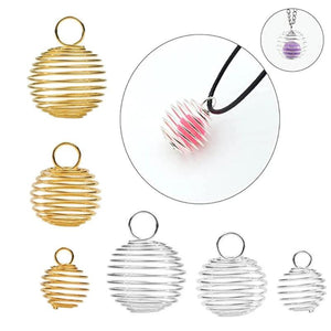 30Pcs Spiral Bead Hollow Cages Stone Holder Necklace Charms Kit Jewelry Making