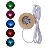 LED Wood Resin Display Base Round Wooden Night Base Resin Ornament Stand