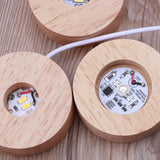 LED Wood Resin Display Base Round Wooden Night Base Resin Ornament Stand