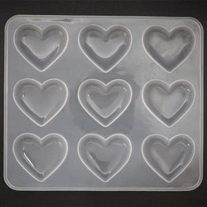 Heart Shaped 9 Grid Silicone Resin Mold for DIY Epoxy Crafts