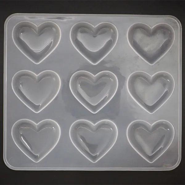 Heart Shaped 9 Grid Silicone Resin Mold for DIY Epoxy Crafts