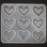 Heart Shaped 9 Grid Silicone Resin Mold for DIY Epoxy Crafts
