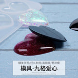 Heart Shaped 9 Grid Silicone Resin Mold for DIY Epoxy Crafts