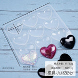Heart Shaped 9 Grid Silicone Resin Mold for DIY Epoxy Crafts