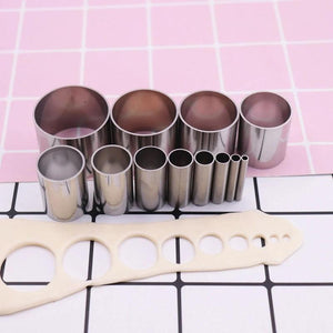 12Pcs Hollow Punch Cutter Set Stainless Steel Round Circle Ring Clay Cutters
