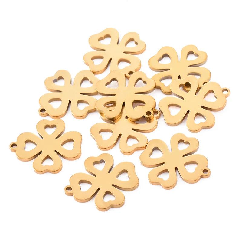 20pcs Stainless Steel Plant Flower Leaf Charms DIY Jewelry Making Accessories