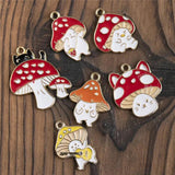 10pcs Mixed Cartoon Mushroon Enamel Charms for DIY Jewelry Crafts