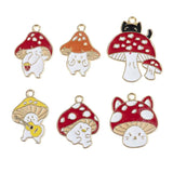 10pcs Mixed Cartoon Mushroon Enamel Charms for DIY Jewelry Crafts