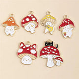 10pcs Mixed Cartoon Mushroon Enamel Charms for DIY Jewelry Crafts
