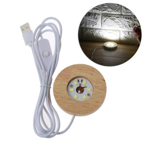 LED Wood Display Base for Resin Art Mini Thin - Round Wooden Night Stand