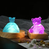 LED Wood Display Base for Resin Art Mini Thin - Round Wooden Night Stand