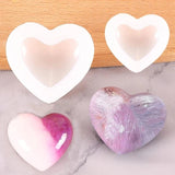 2 Pcs 3D Mirror Love Heart UV Crystal Mold Silicone Mould DIY Craft Soap Mold