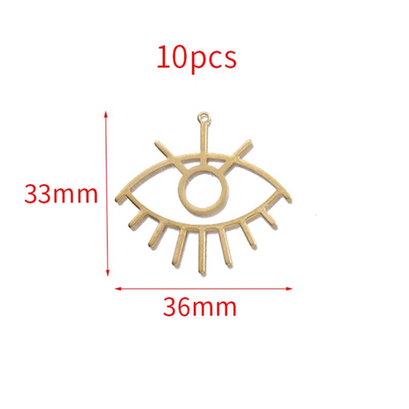 Raw Brass Demon Eye Charms for DIY Earrings Necklace