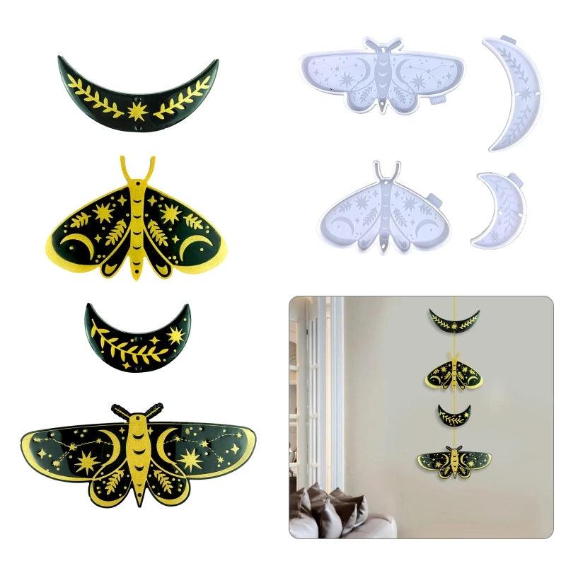 Silicone Resin Moulds Moon Butterfly Mold Keychain Pendant Epoxy Casting Mould