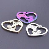 5Pcs Stainless Steel Girl Kissing Horse Charms for Jewelry Making