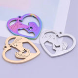 5Pcs Stainless Steel Girl Kissing Horse Charms for Jewelry Making