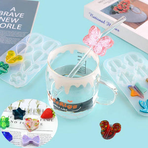 Silicone Mold Flower Butterfly Straw Toppers Beach Party Decor DIY Craft Tools