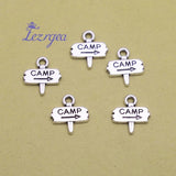 50pcs Antique Silver Plated Camp Sign Charms 12x13mm DIY Jewelry Accessories