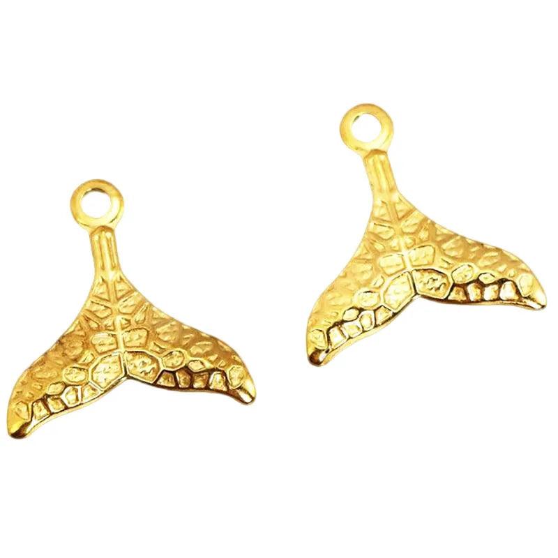 2Pcs Stainless Steel Fish Tail Charms for DIY Jewelry Making