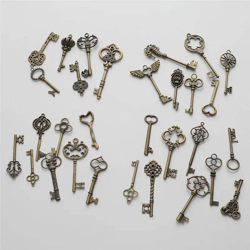 30Pcs Vintage Bronze Alloy Key Charms Pendant DIY Necklace Bracelet Jewelry