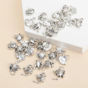 35pcs Tibetan Silver Cup Teapot Charms Pendants for DIY Crafts Bracelet