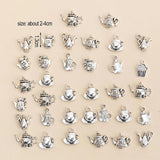 35pcs Tibetan Silver Cup Teapot Charms Pendants for DIY Crafts Bracelet
