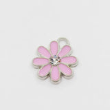 20pcs Pink Daisy Flower Dangle Charms Lobster Clasp DIY Bracelet Pendants