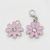 20pcs Pink Daisy Flower Dangle Charms Lobster Clasp DIY Bracelet Pendants