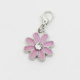 20pcs Pink Daisy Flower Dangle Charms Lobster Clasp DIY Bracelet Pendants