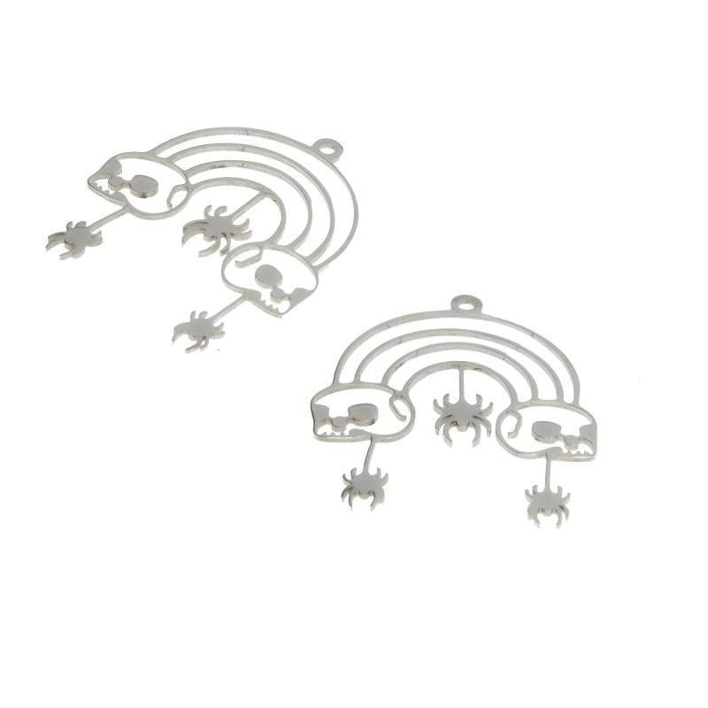 5pcs/lot Skull Charm Spider Arch Skull Spider Web Halloween Pendant