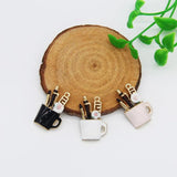 5PCS Enamel Makeup Cup Charm Pendants with Ceramic Flower