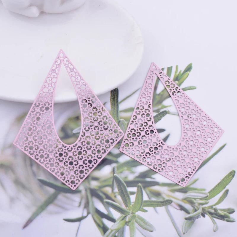20pcs Brass Laser Cut Thin Bigger Charms Silver Charm DIY Jewelry Earring Making