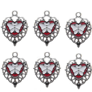10pcs Enamel Butterfly Heart Charms Halloween Pendant DIY Keychain Earrings
