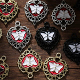 10pcs Enamel Butterfly Heart Charms Halloween Pendant DIY Keychain Earrings