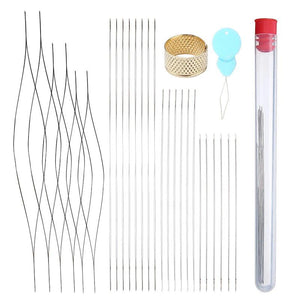 26pcs Stainless Steel Beading Needles Jewelry Threading Tools with Storage