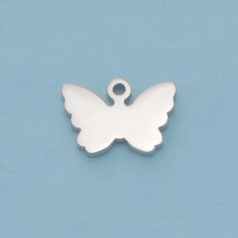 5Pcs Stainless Steel Butterfly Charms Insect Pendant Jewelry Making DIY
