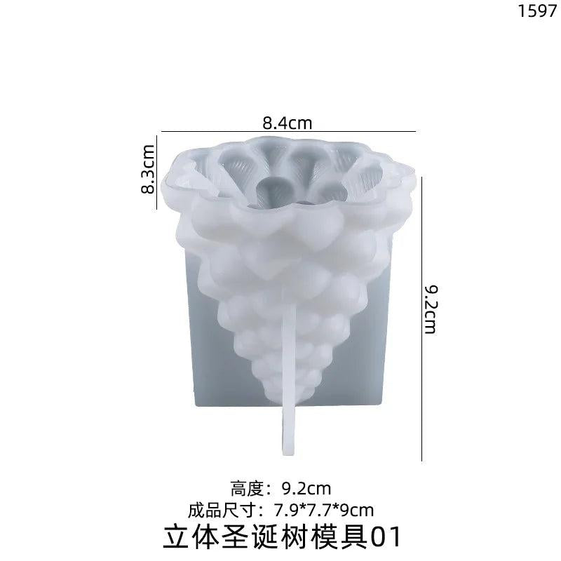 3D Christmas Tree Candle Night Light Silicone Mold DIY Resin Jewelry Pendant