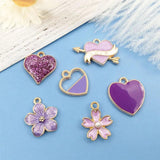 30pcs Purple Enamel Dangle Charms for DIY Jewelry Making