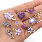 30pcs Purple Enamel Dangle Charms for DIY Jewelry Making