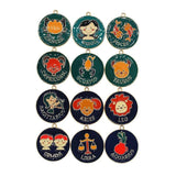 12Pcs/Set Cartoon Constellation Enamel Charms for DIY Jewelry Making