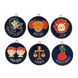 12Pcs/Set Cartoon Constellation Enamel Charms for DIY Jewelry Making