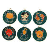 12Pcs/Set Cartoon Constellation Enamel Charms for DIY Jewelry Making