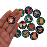 12Pcs/Set Cartoon Constellation Enamel Charms for DIY Jewelry Making