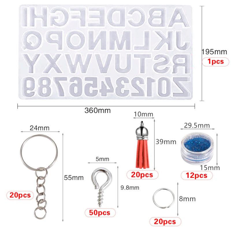 DIY Silicone Mold Alphanumeric Crystal Epoxy Set Pendant Mirror Mold