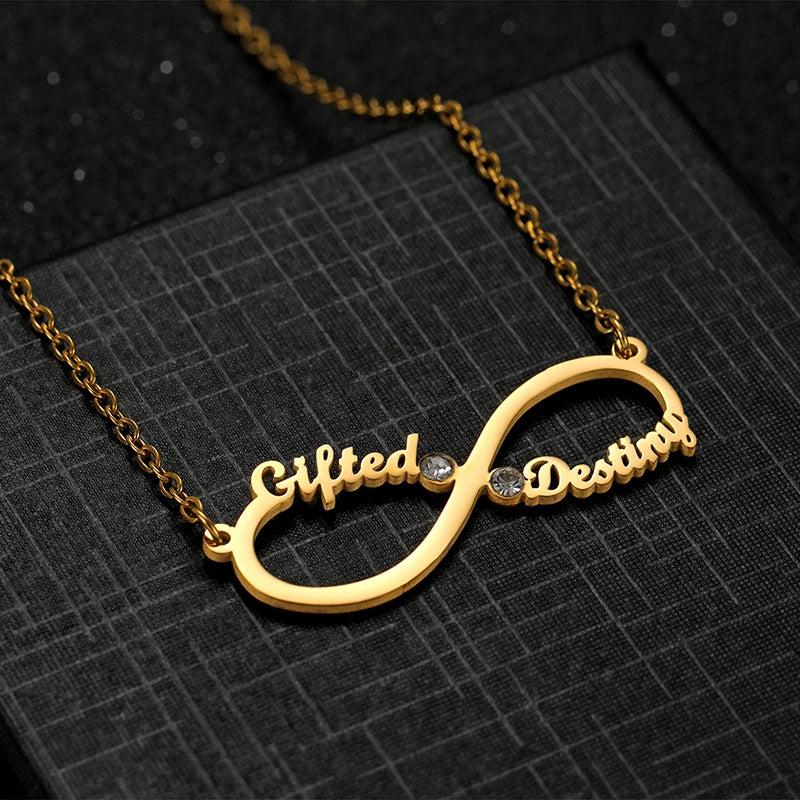 Personalized Heart Nameplate Necklace with Birth Stone