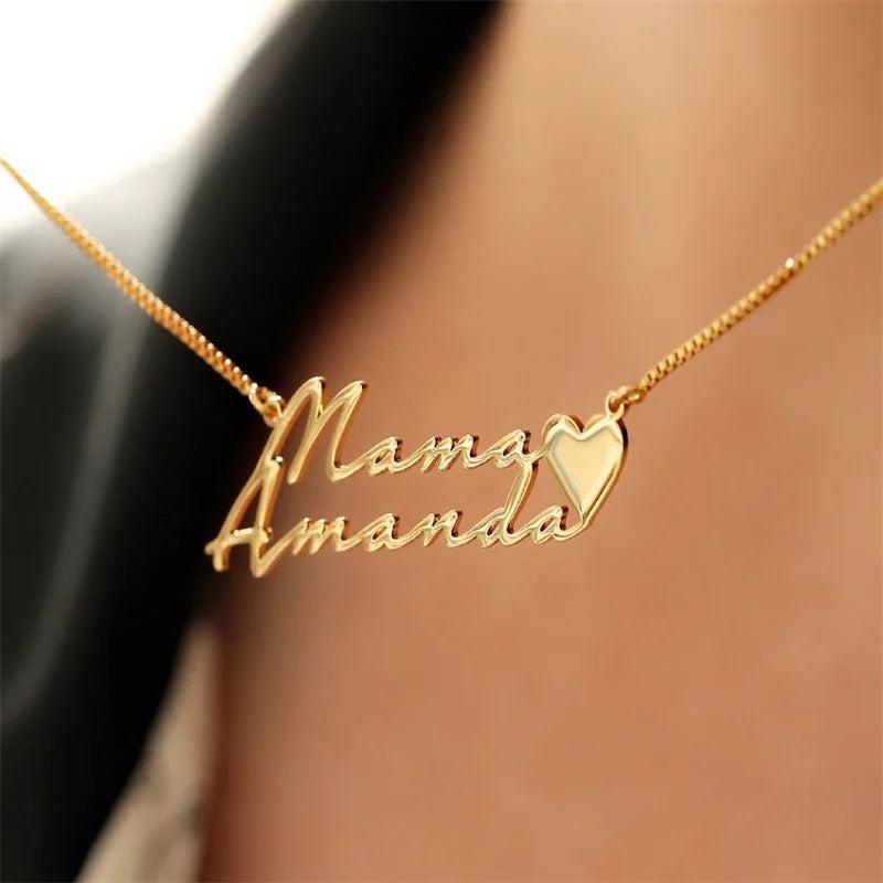 Personalized Double Name Heart Necklace for Women
